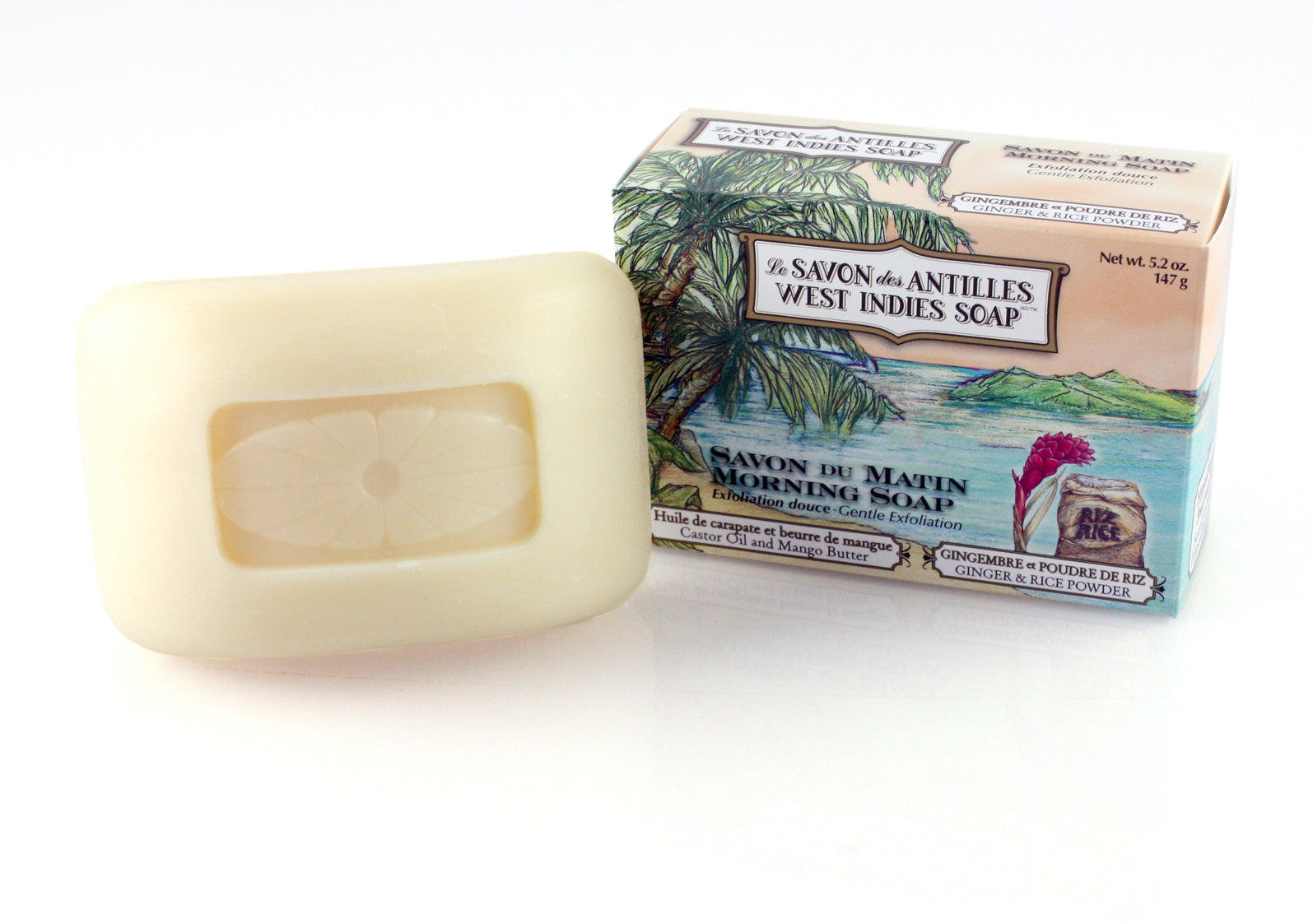 Savon des Antilles - Savon du Matin - Gingembre et Poudre de riz - 147g